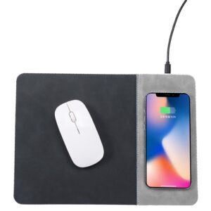 15W Kablosuz Hızlı Şarj Özellikli Deri Mouse Pad