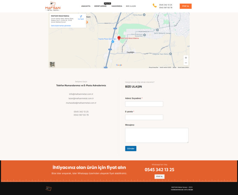 FireShot Capture 027 - Bize Ulaşın - MAFSAN Metal Makina - mafsanmetal.com.tr