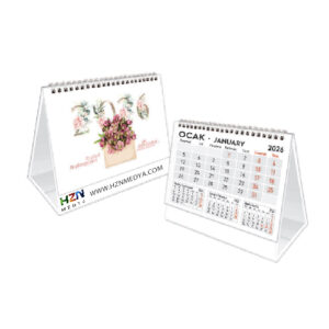 Firmanıza özel logo, iletişim bilgileri ve kurumsal renklerle tamamen kişiselleştirilebilen piramit takvimler; ofisler, kamu kurumları, satış ekipleri ve müşteri ilişkileri birimleri tarafından yoğun şekilde kullanılır. Piramit takvim baskısı, düşük maliyetli ancak yüksek geri dönüş sağlayan promosyon ürünleri arasında yer alır.