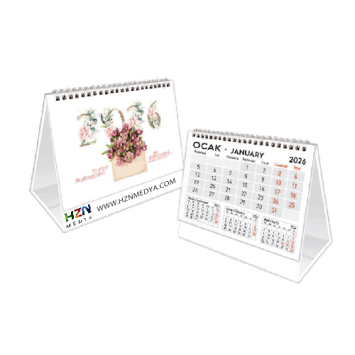 Firmanıza özel logo, iletişim bilgileri ve kurumsal renklerle tamamen kişiselleştirilebilen piramit takvimler; ofisler, kamu kurumları, satış ekipleri ve müşteri ilişkileri birimleri tarafından yoğun şekilde kullanılır. Piramit takvim baskısı, düşük maliyetli ancak yüksek geri dönüş sağlayan promosyon ürünleri arasında yer alır.